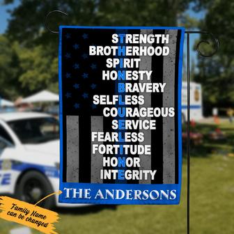 Personalized Police Thin Blue Line Garden Flag for Officers - Thegiftio UK