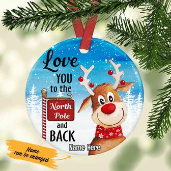 Personalized Reindeer North Pole Circle Ornament - Thegiftio