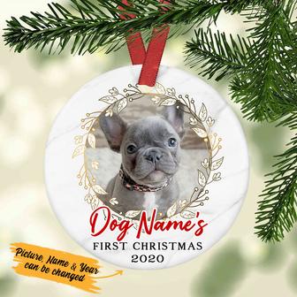Personalized First Christmas Dog Circle Ornament NB122 67O53 - Thegiftio UK