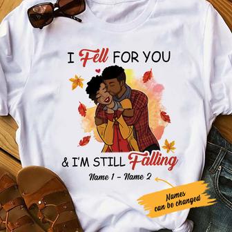Personalized BWA Couple Still Falling In Love T Shirt - Thegiftio UK