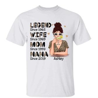 Legend Wife Mom Grandma Leopard Custom T-Shirt - Thegiftio UK