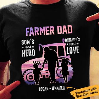 Personalized Farmer Dad Son and Daughter's Hero Tractor T Shirt - Thegiftio UK
