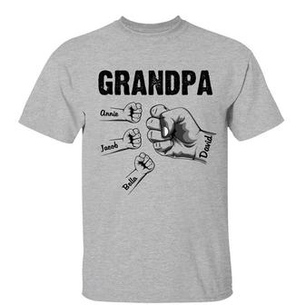 Dad Grandpa Kid Fist Bump Name Custom T-Shirt - Gift for Dad - Thegiftio UK