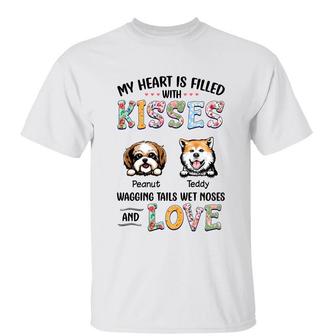 Heart Filled With Kisses Personalized T-Shirt - Dog Mom Gift - Thegiftio UK