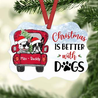 Personalized Dog Christmas Red Truck MDF Ornament - Thegiftio