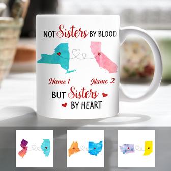 Personalized Sisters By Heart Long Distance Watercolor Mug - Thegiftio UK