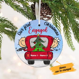 Personalized Couple First Christmas Red Truck Ornament - Thegiftio UK
