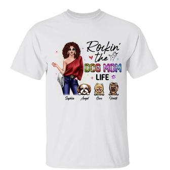 Rockin' Dog Mom Life Fashion Girl Custom T-Shirt - Thegiftio UK