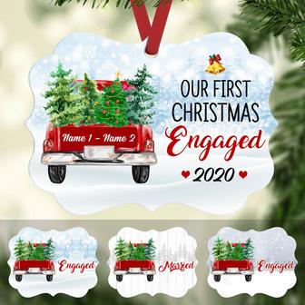 Personalized Red Truck Couple First Christmas MDF Ornament - Thegiftio UK