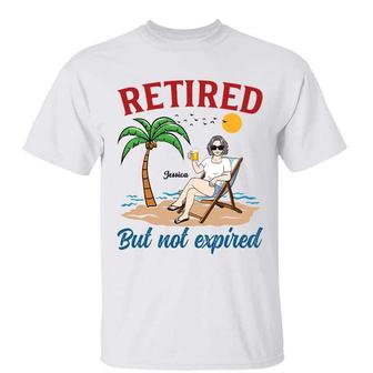 Retired But Not Expired Summer Old Woman Custom T-Shirt - Thegiftio UK