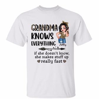 Grandma Knows Everything Leopard Sassy Custom Shirt - Gift - Thegiftio UK