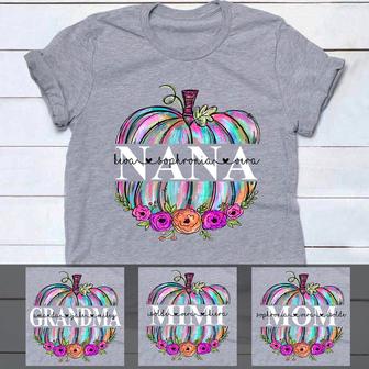 Personalized Grandma Mom Pumpkin Floral T Shirt - Thegiftio UK