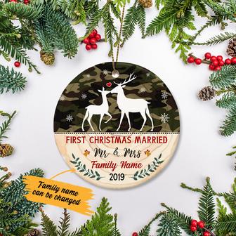 Personalized Deer Hunting Couple First Christmas Together Ornament - Thegiftio