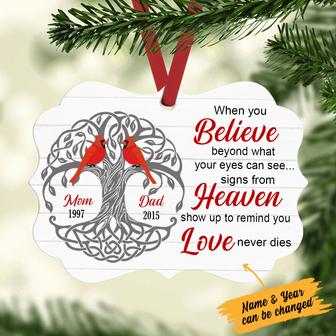 Personalized Cardinal Memorial Mom Dad Gifts, When You Believe Beyond What Your Eyes Benelux Ornament - Thegiftio