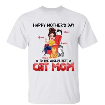 Happy Mother's Day Sitting Cat Mom Custom T-Shirt - Gift - Thegiftio UK
