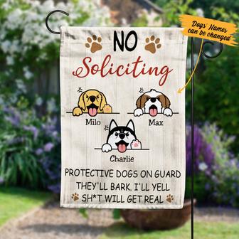 Personalized No Soliciting Barking Dogs Garden Flag - Thegiftio UK