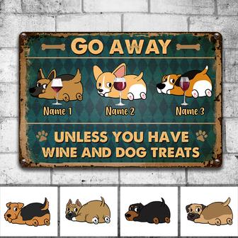 Personalized Dog Treat And Wine Welcome Metal Sign - Thegiftio