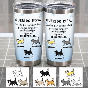 Personalized Cat Dad Spanish Papá Gato Steel Tumbler - Thegiftio UK