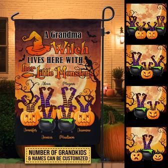 A Grandma Witch Lives Here Custom Flag - Halloween Gift - Thegiftio UK