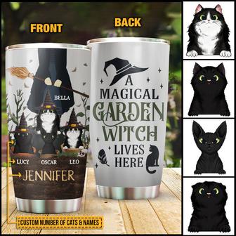 A Magical Garden Witch Lives Here With Black Cat Custom - Thegiftio UK