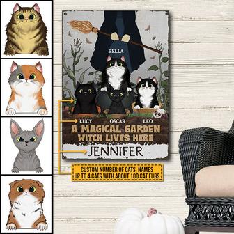 A Magical Garden Witch Lives Here With Cats Custom Metal - Thegiftio UK