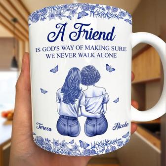 A Friend Is God's Way Toile Pattern Custom Mug - Bestie Gift - Thegiftio UK