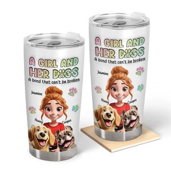 A Girl And Her Dogs 3D Effect Custom Tumbler - Dog Mom Gift - Thegiftio UK