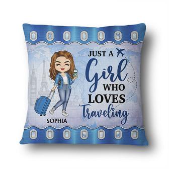 Just A Girl Boy Who Loves Traveling Custom Pillow - Thegiftio UK