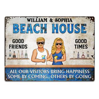 All Our Visitors Bring Happiness Personalized Metal Sign - Thegiftio UK