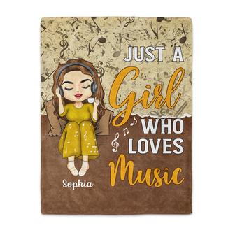 Just A Girl Who Loves Music - Gift For Yourself - Personalized Custom Fleece Blanket - Thegiftio UK
