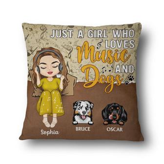 Just A Girl Who Loves Music And Dogs Custom Pillow - Gift - Thegiftio UK
