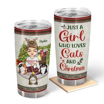 Just A Girl Boy Who Loves Cats Christmas Custom Tumbler - Thegiftio UK