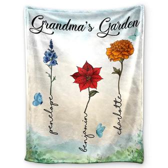 Grandma Nana's Garden Birth Month Flower - Personalized Fleece Blanket, Sherpa Blanket - Thegiftio UK