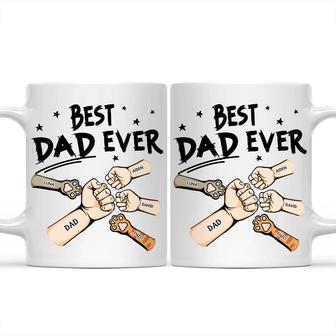 Best Dad Ever Pet And Kid Hand Punch Custom Mug - Thegiftio UK