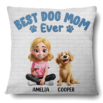 Best Dog Mom Ever 3D Cartoon Custom Pillow - Dog Mom Gift - Thegiftio UK