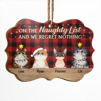 On The Naughty List Flannel Christmas Cat Custom Ornament - Thegiftio UK