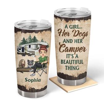 A Girl Her Dog & Her Camper Custom Tumbler - Dog Lovers Gift - Thegiftio UK