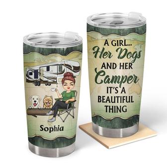 A Girl Her Dog & Her Camper Personalized Tumbler - Gift - Thegiftio UK