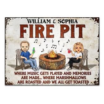 Fire Pit Where Music Gets Played Custom Metal Sign - Gift - Thegiftio UK