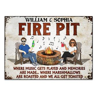 Fire Pit Where Music Gets Played Custom Metal Sign - Gift - Thegiftio UK