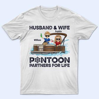 Husband & Wife Pontoon Partners Custom T-Shirt - Couple Gift - Thegiftio UK