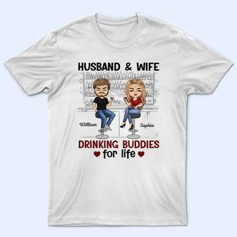 Husband And Wife Drinking Buddies Custom T-Shirt - Thegiftio UK