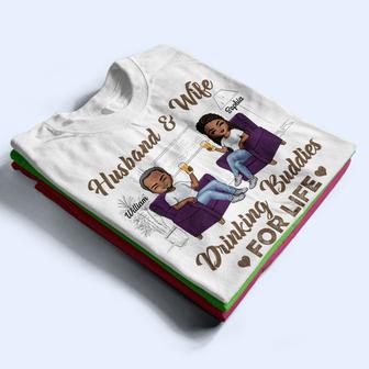 Husband Wife Drinking Buddies Custom T-Shirt - Couple Gift - Thegiftio UK