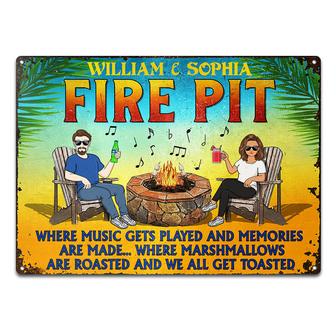 Fire Pit Where Music Gets Played Custom Metal Sign - Thegiftio UK