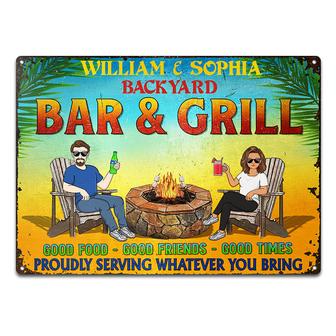 Bar & Grill Good Food Good Friends Personalized Metal Sign - Thegiftio UK