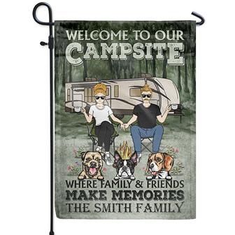 Camping Couple Welcome To Our Campsite Custom Flag - Thegiftio UK