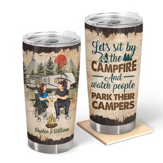 Camping Couple Let's Sit By The Campfire Custom Tumbler - Thegiftio UK