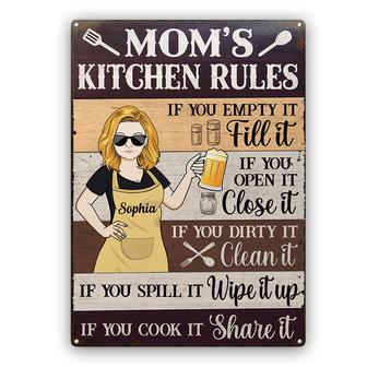 Mom's Kitchen Rules If You Empty It Fill It Custom Metal - Thegiftio UK