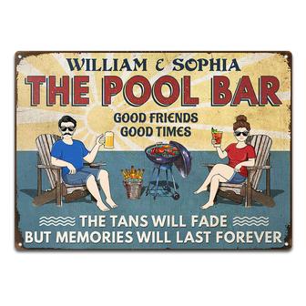 Poolside Grilling The Tans Will Fade Custom Metal Sign - Thegiftio UK