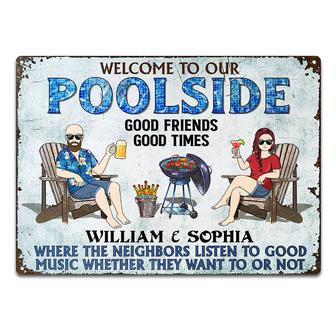 Poolside Grilling Personalized Metal Sign - Gift for Couple - Thegiftio UK